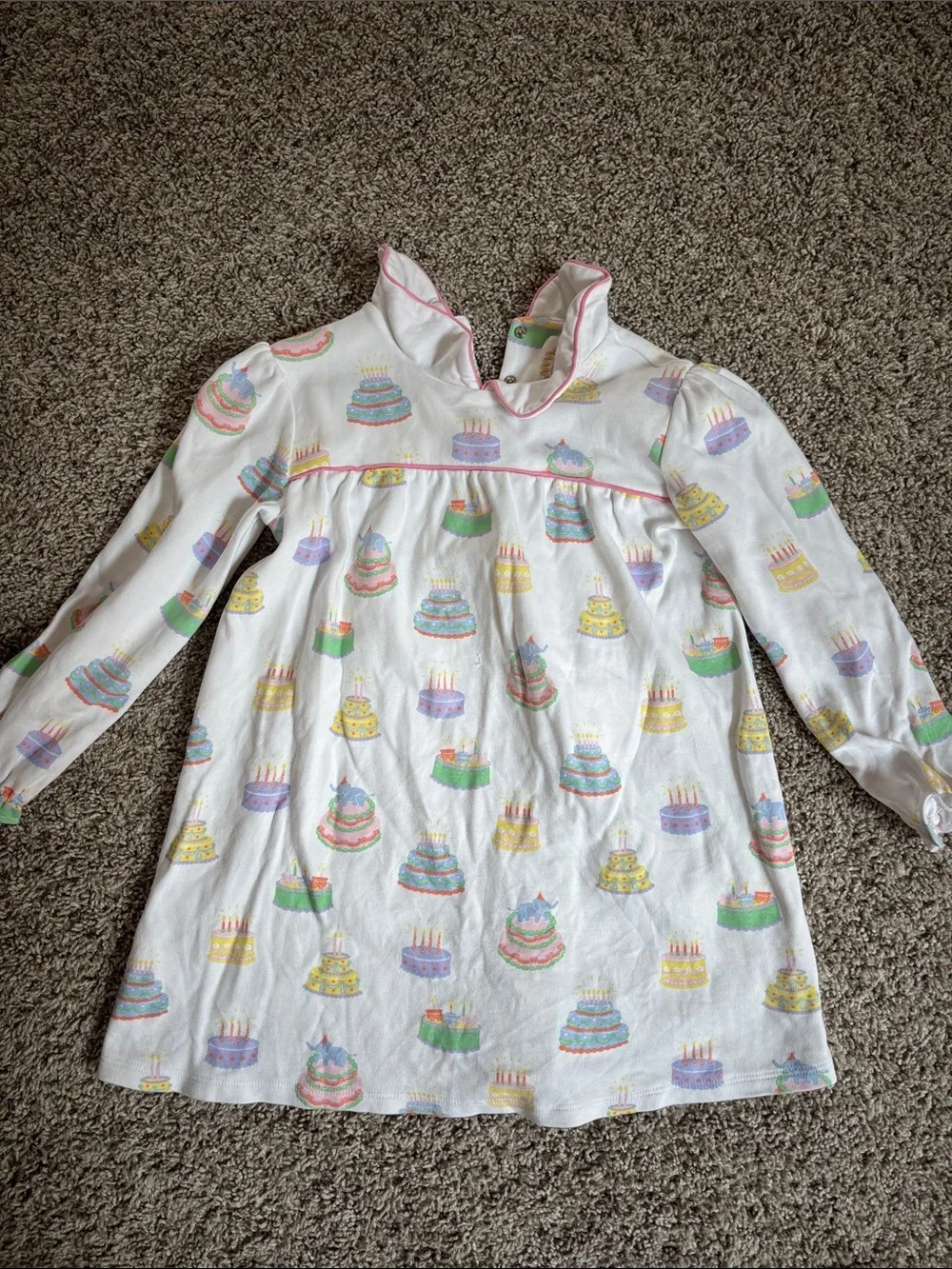Girls' White Birthday Cake Print dress